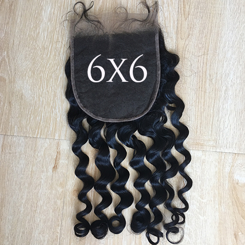 Osolovely Hair Loose Deep Wave Human Hair Free/Middle/Three Part 6x6 Lace Closure for Fermeture 10"-20" Top Closure Transparent