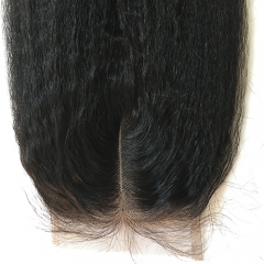 Osolovely Hair Kinky Straight Bleached Knots Lace Closure 4x4 Nature Color 100% Human Virgin Hair Closure With Baby Hair