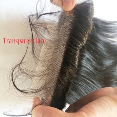 Osolovely Hair Transparent Lace 6x6 Closure Straight Human Hair Free/Middle/Three Part Transparent Lace Closure 10"-20" Natural Color