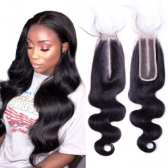 BY 2x6 Body Wave Lace Closure Middle Part Human Hair Natural Color Non Remy Medium Brown Lace Closure With Baby Hair 2x6 closure