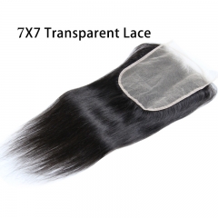 Transparent Lace Human Hair 7x7 Lace Closure Straight 7x7 Transparent Lace Closure Pre plucked Hairline Virgin Remy Osolovely Hair