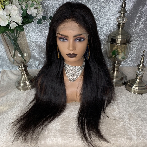 7x7 Closure Wig Lace Frontal Human Hair Wigs Straight Pre Plucked Hairline Baby Hair 10-24 Inch With 2 Bundles Human Hair 7x7 Lace Frontal Wigs
