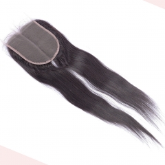 Osolovely Hair Straight 5X5 Lace Closure With Deep Parting 10-20inch 100% Human Hair Closure Bleached Knots With Baby Hair Part To End