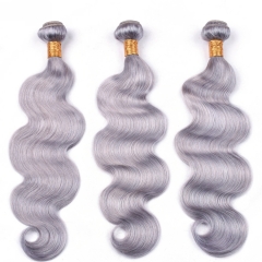 Osolovely Hair Grey Straight Hair Bundles Weave 1/3/4 Body Wave  Full Grey Human Hair Bundles Non Remy 100% Human Hair Extensions 10-30Inch