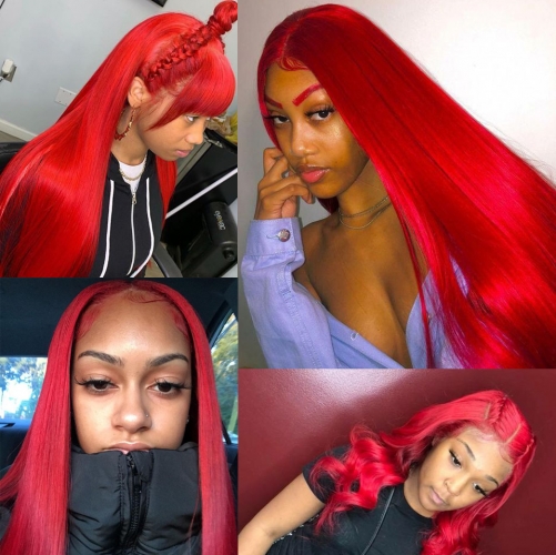 Osolovely Hair Red Body Wave Hair Bundles 1/3/4 Pieces 100% Human Non-Remy Straight Red Color Hair Weaves