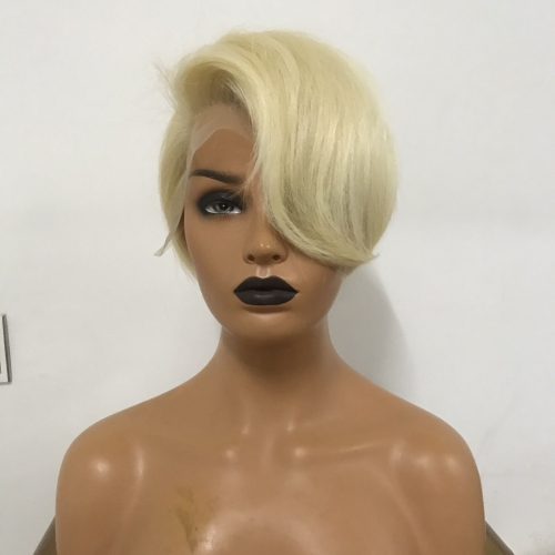 Osolovely Hair Blonde Pixie Cut Lace Wig  613 Lace Front Human Hair Wigs For Black Women Straight 613 Blonde Short Bob Lace Wigs Pre Plucked Hairline