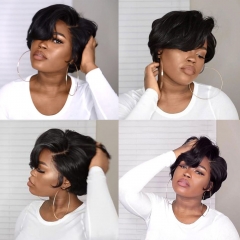 13x6 Lace Frontal Short Human Hair Wigs Human Hair 180% Pixie Cut Lace Wig Swiss Lace Bleached Knots For Black Women