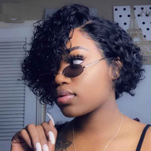 Pixie Cut Lace Wig Preplucked Blunt Cut Bob 13x6 180% Lace Front Wigs Short Human Hair Wigs Curly Pixie Cut Lace Wig13x6 Lace Front Human Hair Wigs Gl