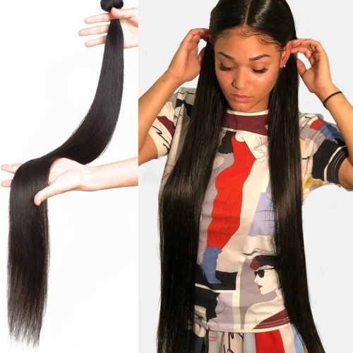Osolovely Hair Straight Human Hair Extensions 100% Human Hair Bundles 32 34 36 38 40 inch Hair Weave Bundles