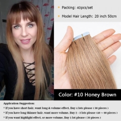 Tape in Hair Extensions Human Hair 40pcs/Pack European Remy Straight invisible Tape ins Adhensive Hair Extensions