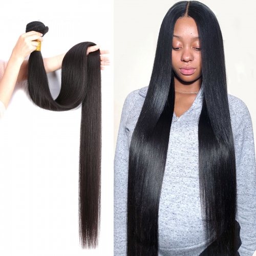 Osolovely Hair Straight Hair Bundles Human Hair Weave Bundles 100% Human Hair Bundles Natural Color Non Remy Hair Weave 1/3/4 Pieces