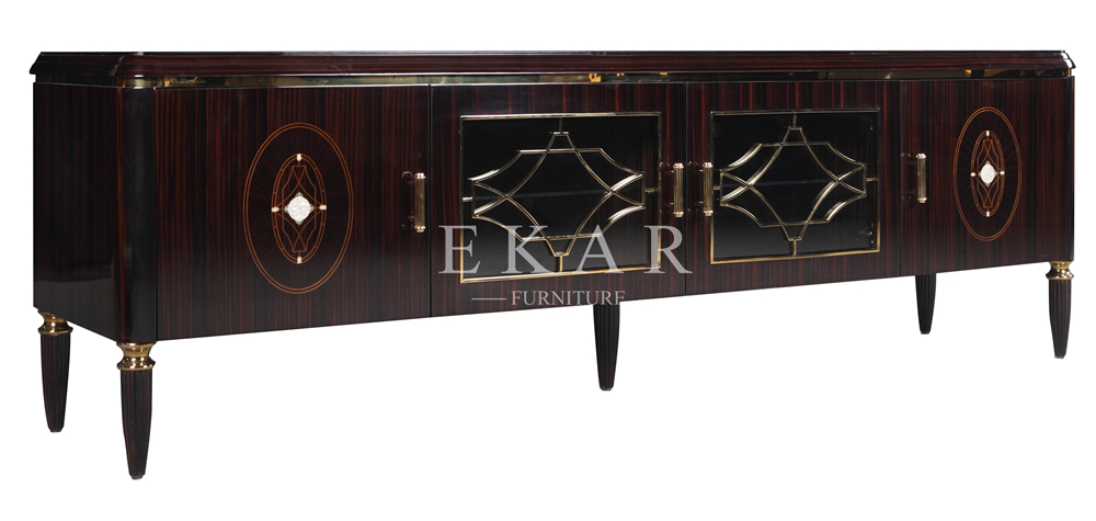 Black Solid Wood Long Tv Cabinet With Doors Tv Stands