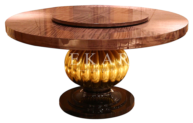 Lazy Susan , Round Dining Room Tables with Gold Finish ...