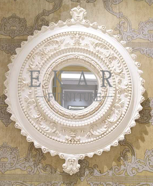 The Latest Hand-carved White Wooden Decorative Mirror