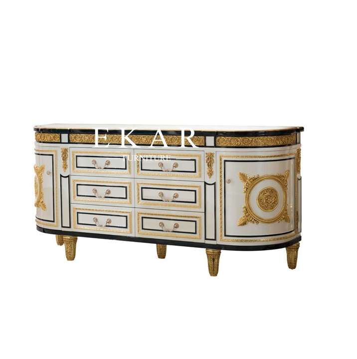 Spanish design antique luxury hand carved wood sideboard