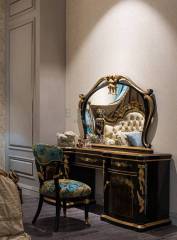 The Latest Luxury Style Black Wooden Cosmetic Mirror Bedroom Vanity Sets