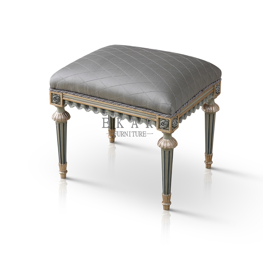 French Luxury Style Grey Fabric Vanity Stool,Makeup Stools ...