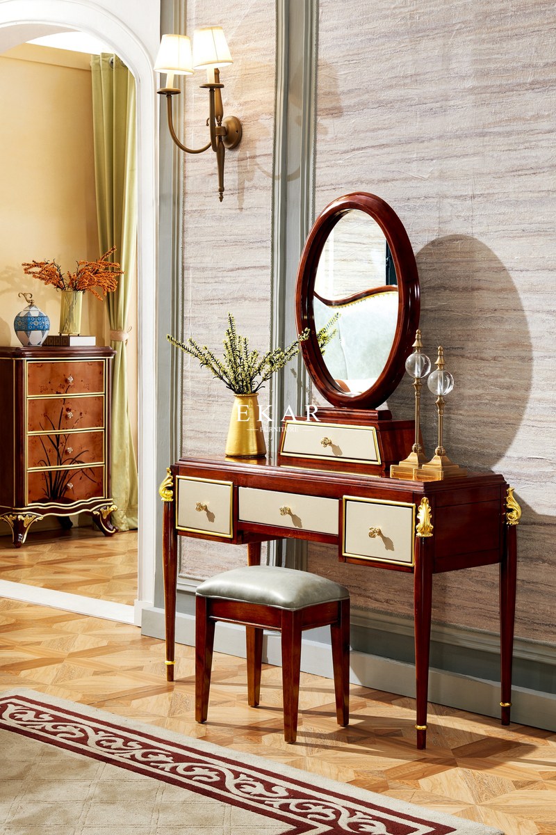 Luxury Classic Wooden Dressing Table With Mirror - Ekar Furniture