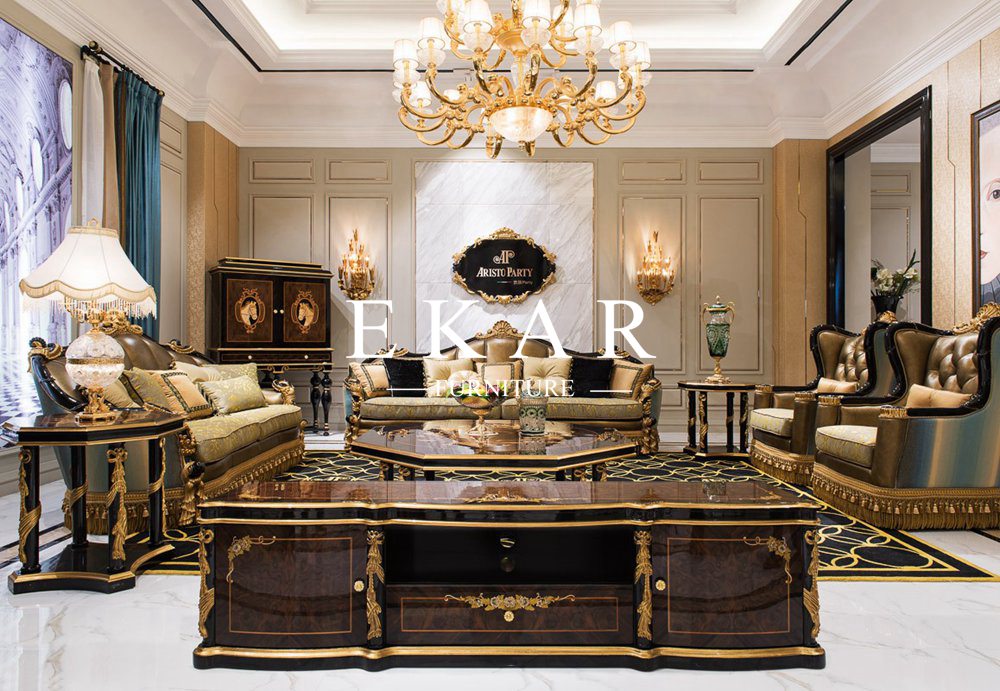 Baroque Style Luxury Gold Home Furniture Set