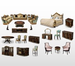 Baroque Style Luxury Gold Home Furniture Set