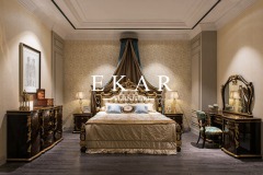Luxury Royal Gold Foil Carved Bedroom Furniture Set