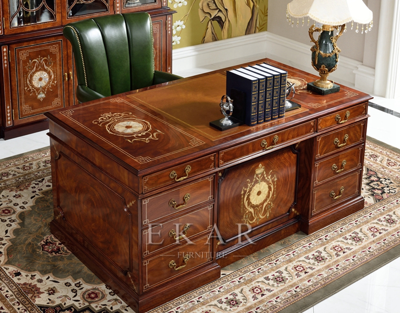 European Knee hole Solid Wood Executive Desk