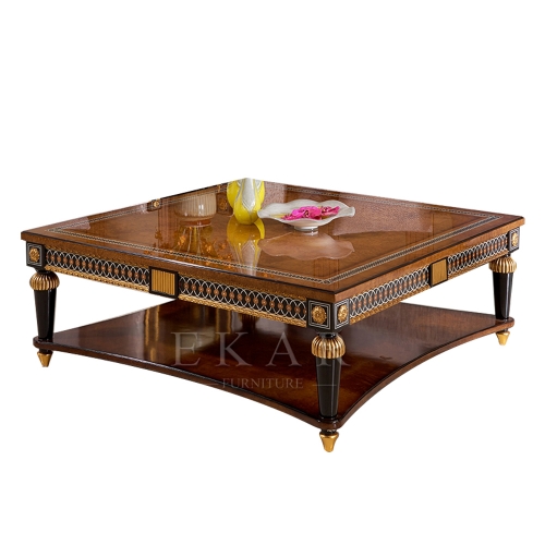 Luxury coffee table Modern Wooden Living Room Furniture Black Round Sectional Glossy Coffee Table
