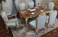 New French Style Classic Dining Table with Chairs for Villa