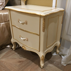 Ivory White Nightstand With Pattern