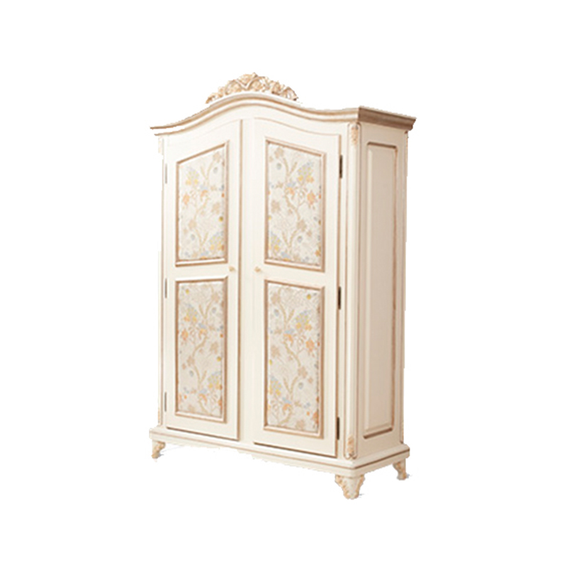 Bedroom Embroidered White Wooden Wardrobe Closet/Cabinet/Storage