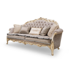Gray classic carved flower corduroy sofa furniture set