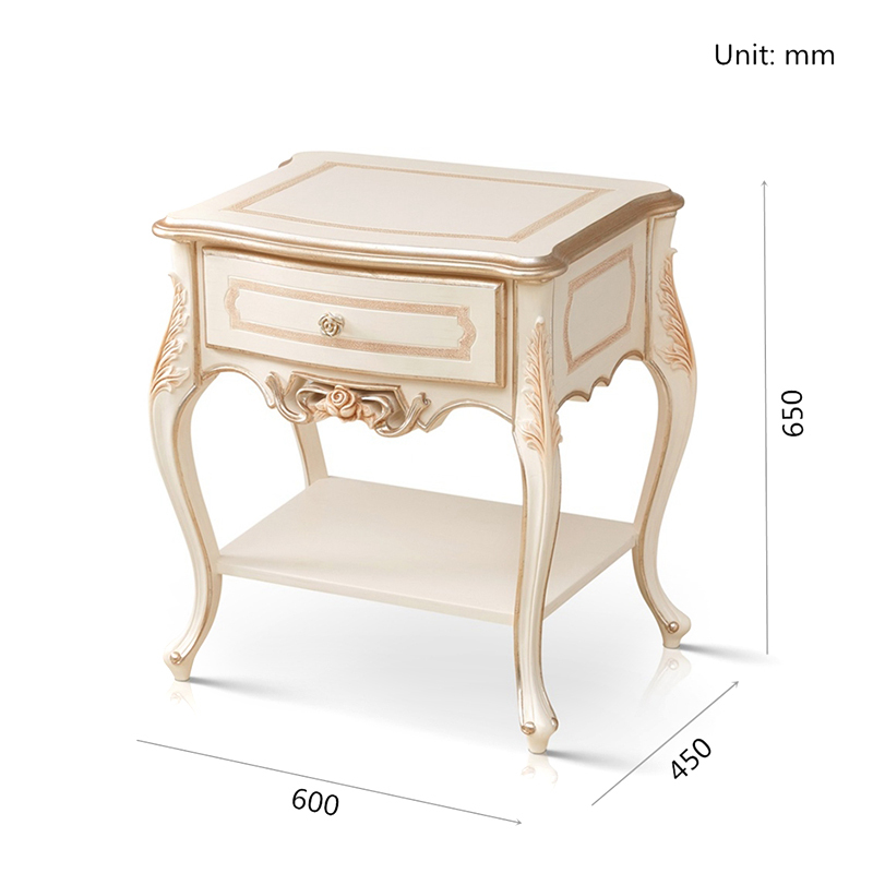 Antique Ivory White Elegant Nightstand