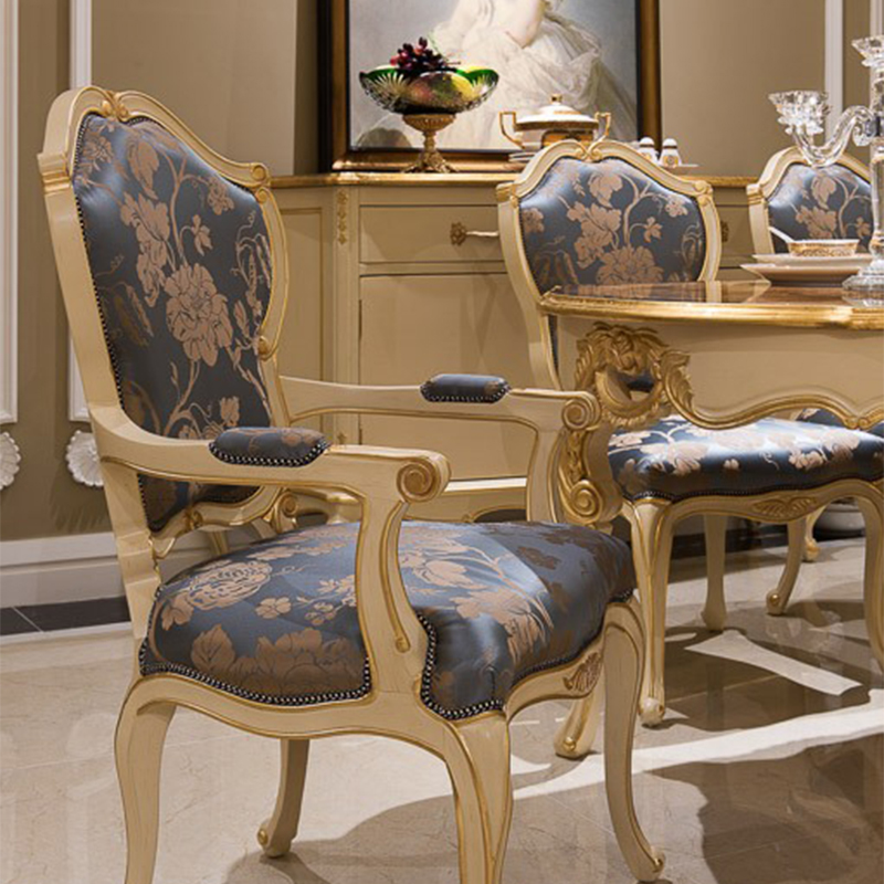 Dining Room Antique Silk Embroidered Upholstered Armless Chair