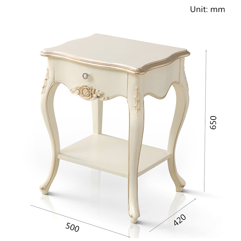 Ivory White and Rose Golden Delicate Nightstand