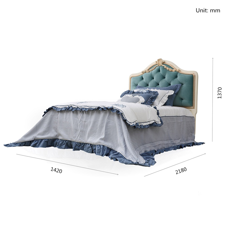 King Size Blue Tufted Upholstered Headboard Single Bed Frame