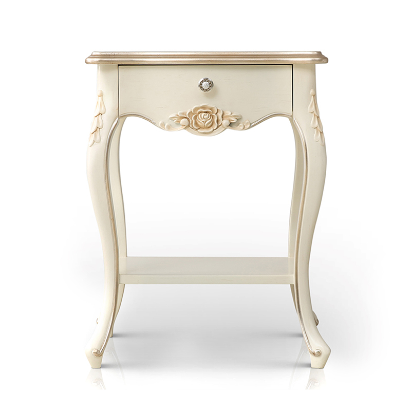 Ivory White and Rose Golden Delicate Nightstand