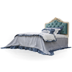 King Size Blue Tufted Upholstered Headboard Single Bed Frame