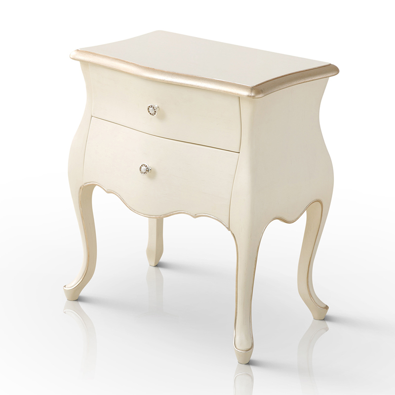 Exquisite Antique Simple Ivory White Nightstand