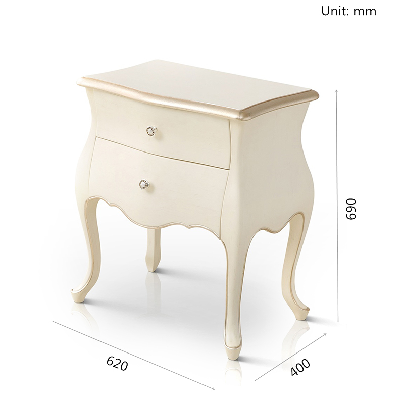 Exquisite Antique Simple Ivory White Nightstand