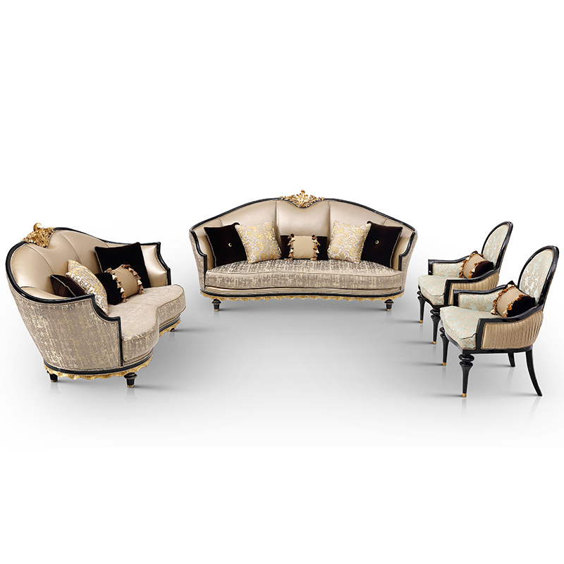 Classic French Design 7 Seater Fabric Living Room Sofa Set