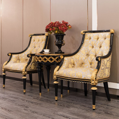 Antique Golden Fabric Leisure Chairs With Armrest For Living Room
