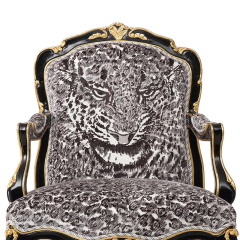 Cheetah Patterned Chairs Black Accent Armchair Set For Sale