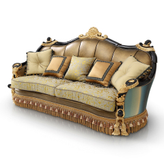 Luxury Golden Carving Leather Couch 9 seater Sofa Set