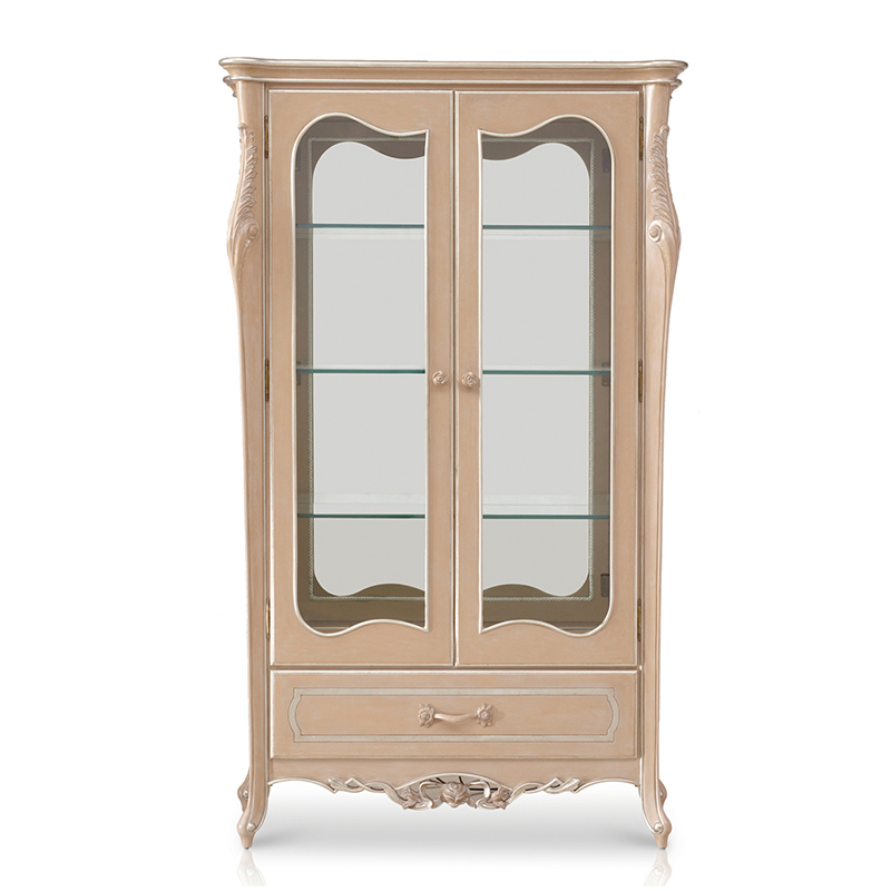 The Latest Luxury Style White and Golden Big Glass Cabinet/Curio Cabinet/Display Cabinet