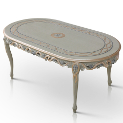 Living room luxury design antique oval classic silver dining table