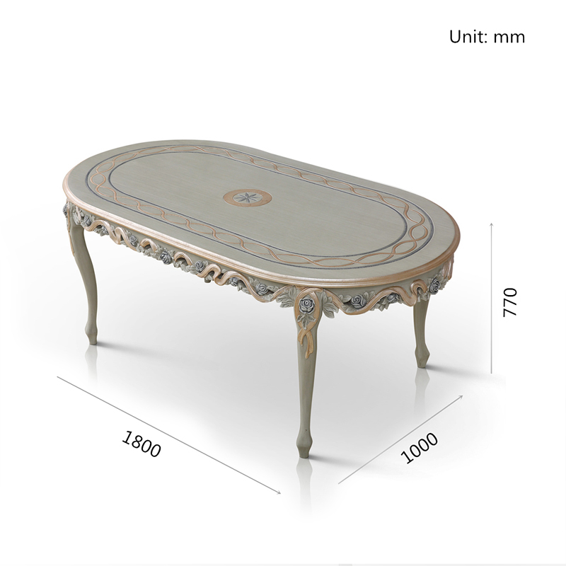 Living room luxury design antique oval classic silver dining table