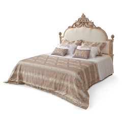 French Luxury Style Off-white and Golden Queen Bed