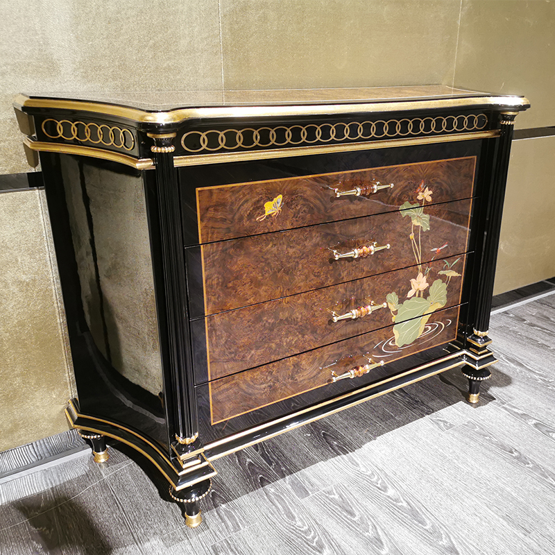 French Luxury Style Wooden 3 Chests of Drawers , The Lotus Pond by Moonlight series