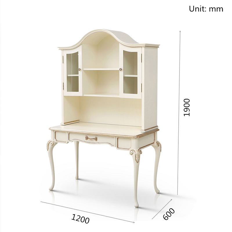 Latest Multifunctional Ivory White Solid Wood Dressing Table/Bookcase