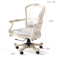 The Latest French Luxury Style Silver Upholstered Home Office Swivel Chair